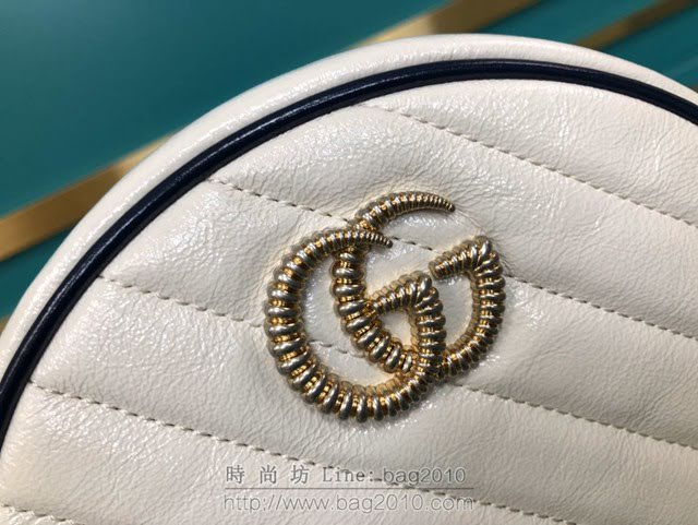 Gucci古馳包包 G家新款女包 550154 古奇白藍色全皮肩背斜挎鏈條女包 Gucci圓形小挎包 gdj1475